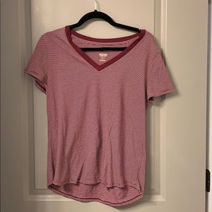 Maroon and white stripe tee